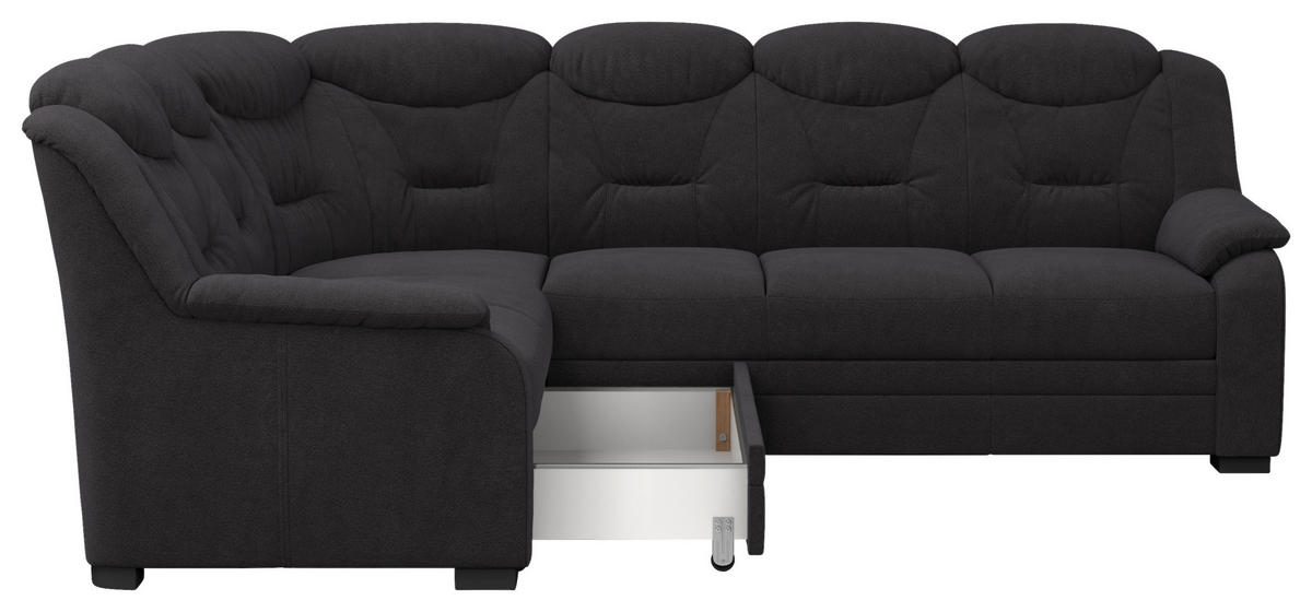 ECKSOFA in Chenille Schwarz  211/263 cm  - Schwarz, Basics, Kunststoff/Textil (211/263cm) - MID.YOU