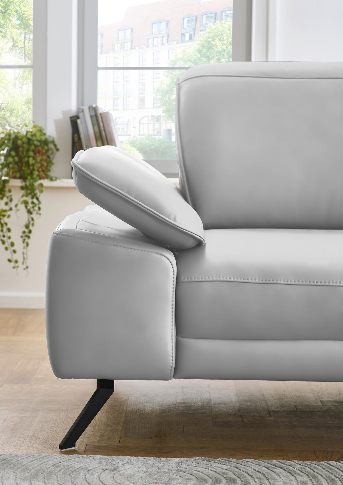 ECKSOFA in Echtleder Weiss  - Weiss/Schwarz, Design, Leder/Metall (332/193cm) - Dieter Knoll