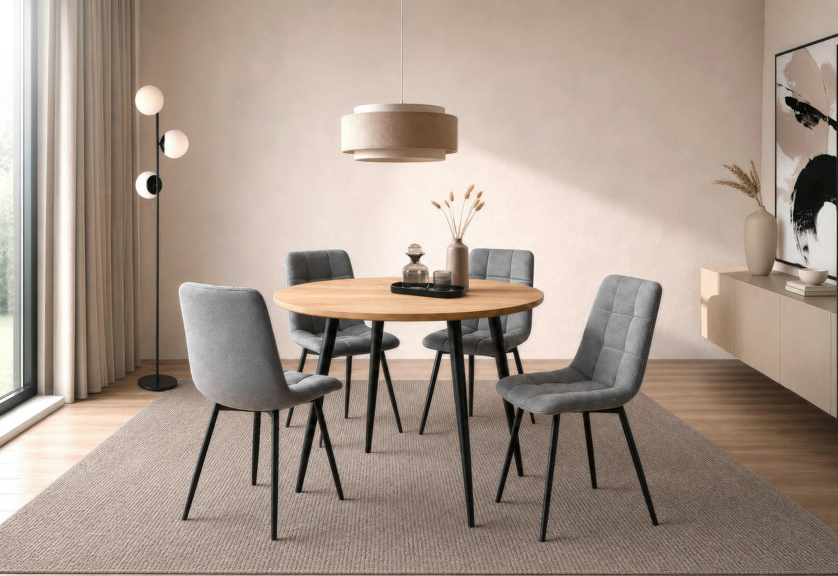 ÉTKEZŐASZTAL - akáciaszínű/fekete, Lifestyle, fa/fém (80/80/76cm) - Stylife