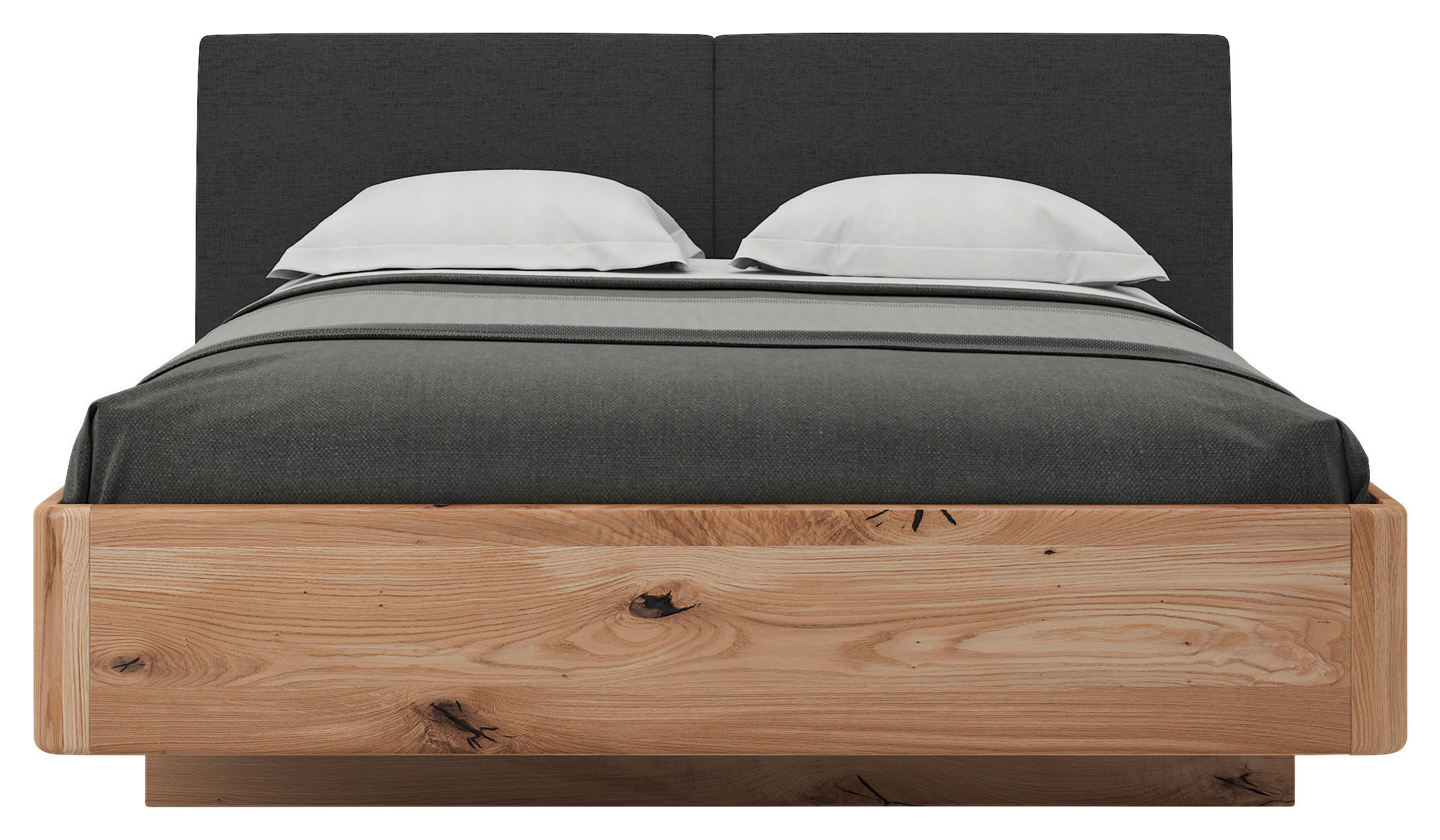 BETT in Anthrazit, Eichefarben  - Eichefarben/Anthrazit, KONVENTIONELL, Holz/Textil (180/200cm) - Valnatura