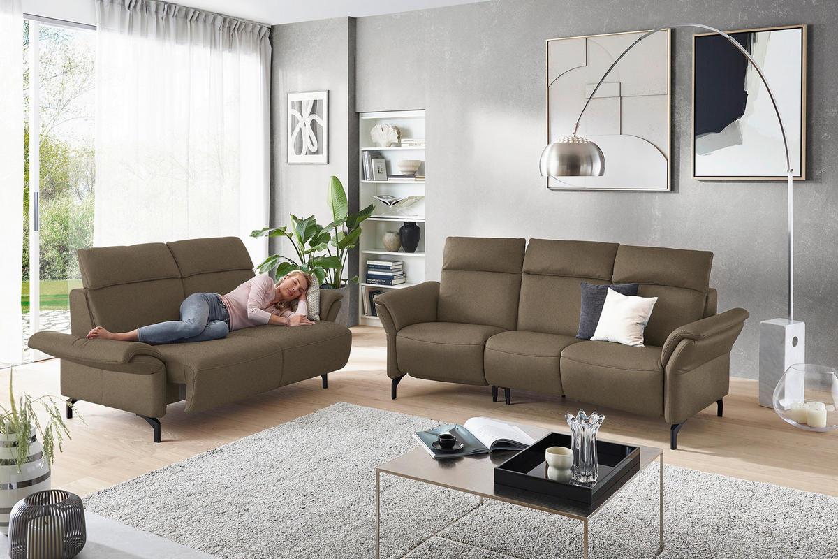 2-SITZER-SOFA in Echtleder Hellbraun  - Hellbraun/Schwarz, Konventionell, Leder/Metall (178/103/92cm) - Dieter Knoll