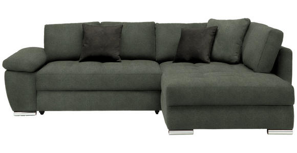 ECKSOFA in Webstoff Dunkelgrün  - Chromfarben/Dunkelgrün, Design, Kunststoff/Textil (276/212cm) - Carryhome