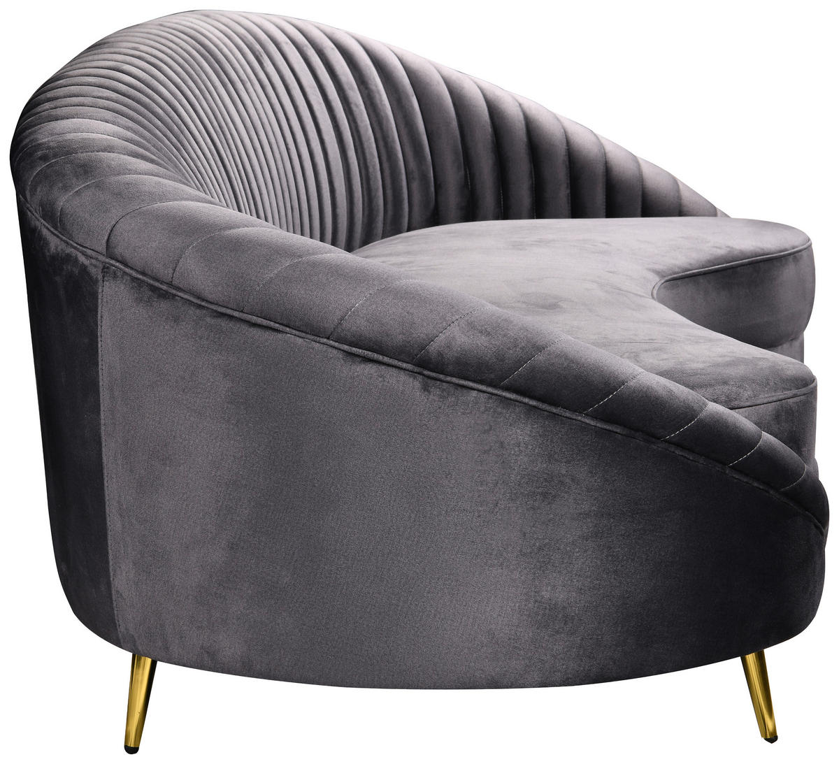 3-SITZER-SOFA ELARA Samt Anthrazit  - Anthrazit/Goldfarben, Design, Textil/Metall (246/81/111cm) - MID.YOU