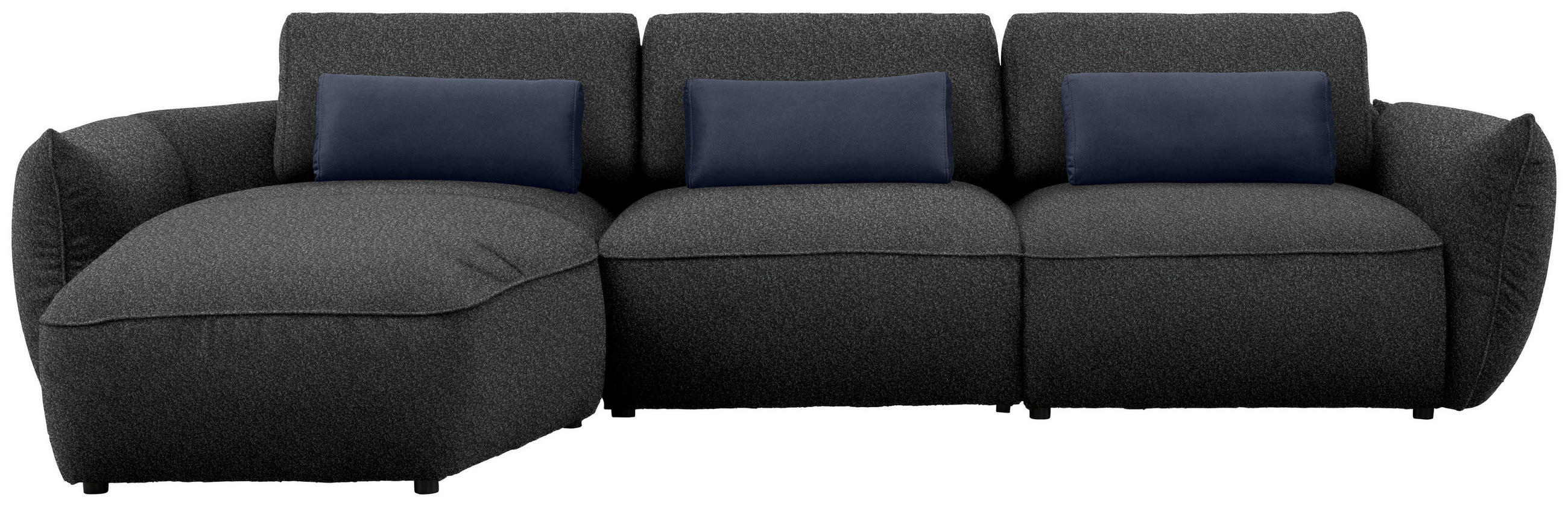 ECKSOFA  in Chenille Dunkelblau  190/340 cm  - Schwarz/Dunkelblau, Design, Kunststoff/Textil (190/340cm) - Belluti