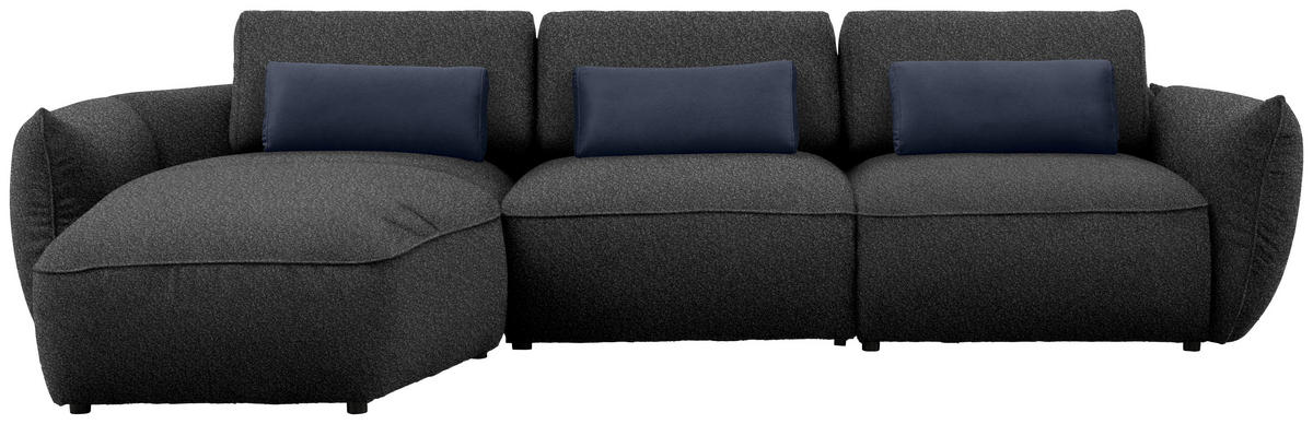 ECKSOFA  in Chenille Dunkelblau  190/340 cm  - Schwarz/Dunkelblau, Design, Kunststoff/Textil (190/340cm) - Belluti