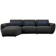 ECKSOFA  in Chenille Dunkelblau  190/340 cm  - Schwarz/Dunkelblau, Design, Kunststoff/Textil (190/340cm) - Belluti
