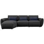 ECKSOFA  in Chenille Dunkelblau  190/340 cm  - Schwarz/Dunkelblau, Design, Kunststoff/Textil (190/340cm) - Belluti