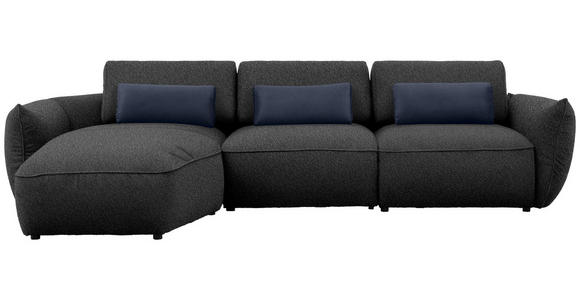 ECKSOFA  in Chenille Dunkelblau  190/340 cm  - Schwarz/Dunkelblau, Design, Kunststoff/Textil (190/340cm) - Belluti