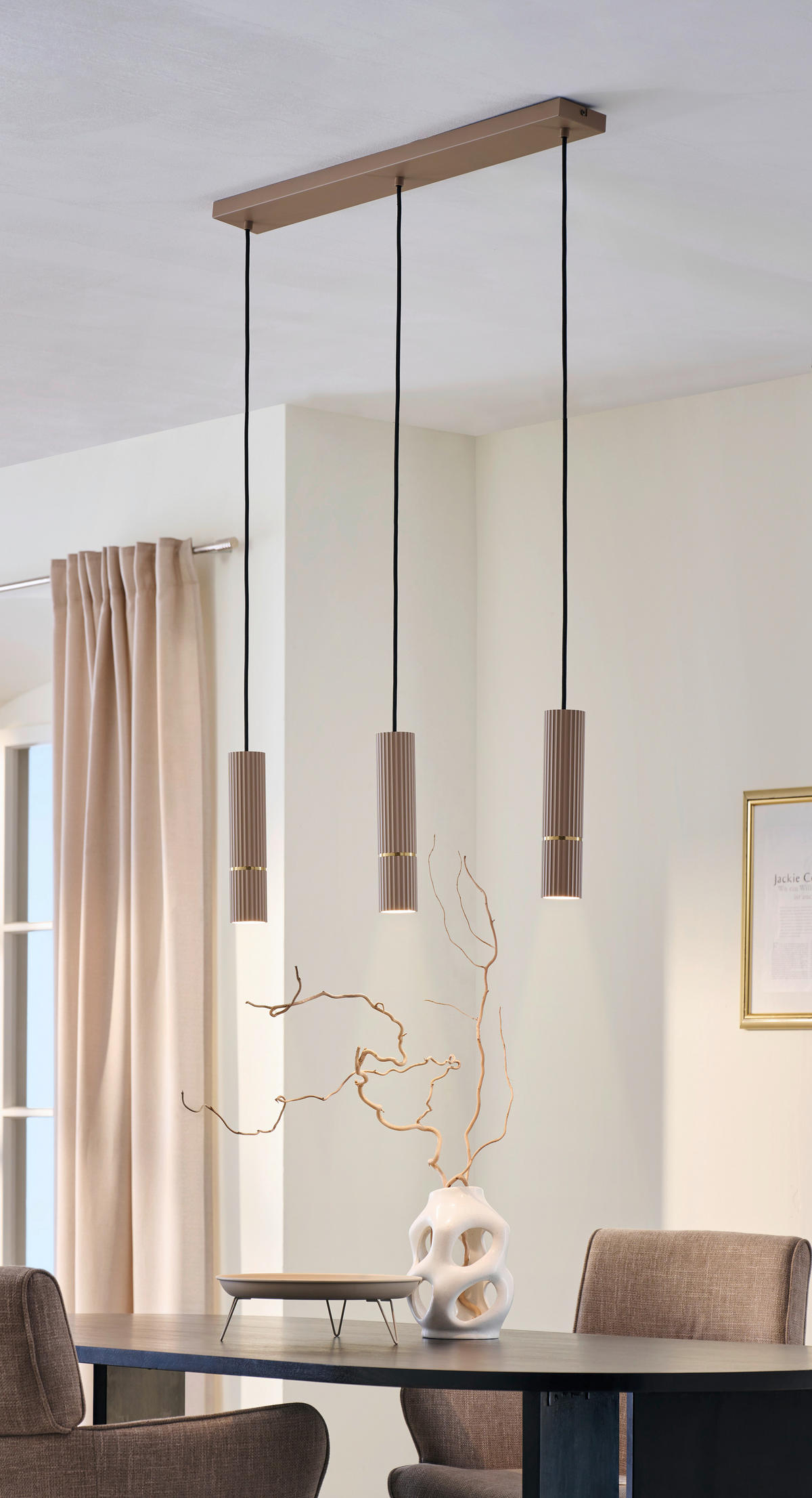 HÄNGELEUCHTE 110/9/150 cm    - Sandfarben/Schwarz, Design, Metall (110/9/150cm) - Eglo