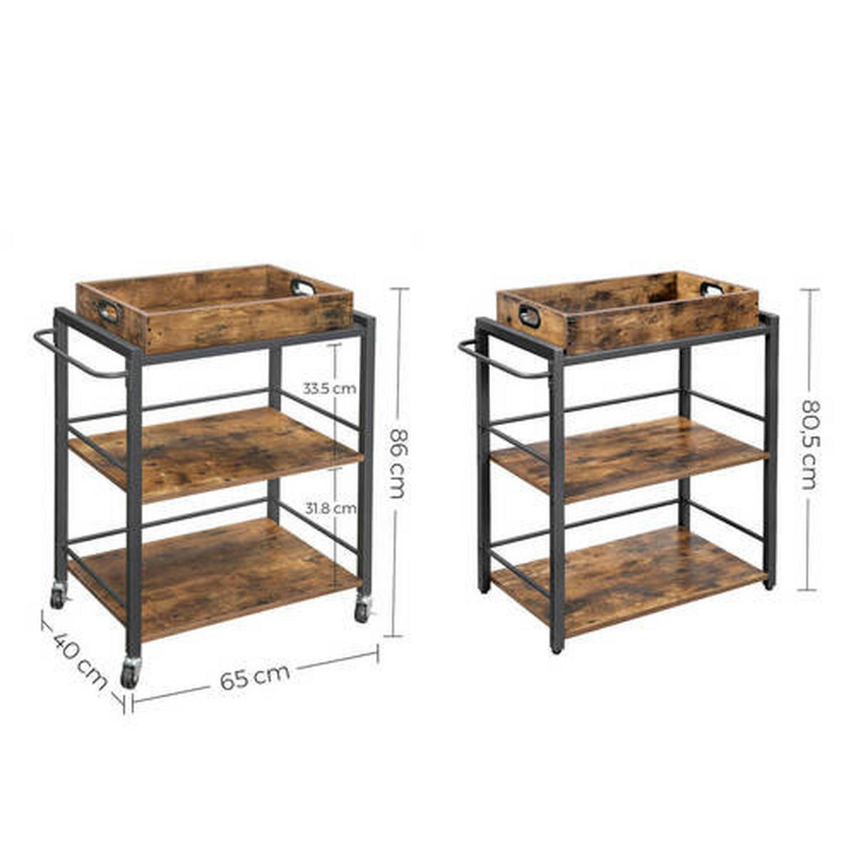 ALLZWECKWAGEN in Schichtholz Braun, Schwarz  - Schwarz/Braun, Natur, Holzwerkstoff/Metall (72/40/86cm) - Boxxx