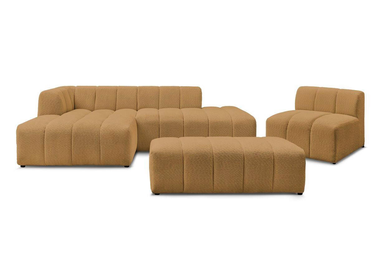 ECKSOFA Ottomane links  ANNECY Gelb Bouclé  - Gelb/Schwarz, MODERN, Kunststoff/Textil (170/262cm)