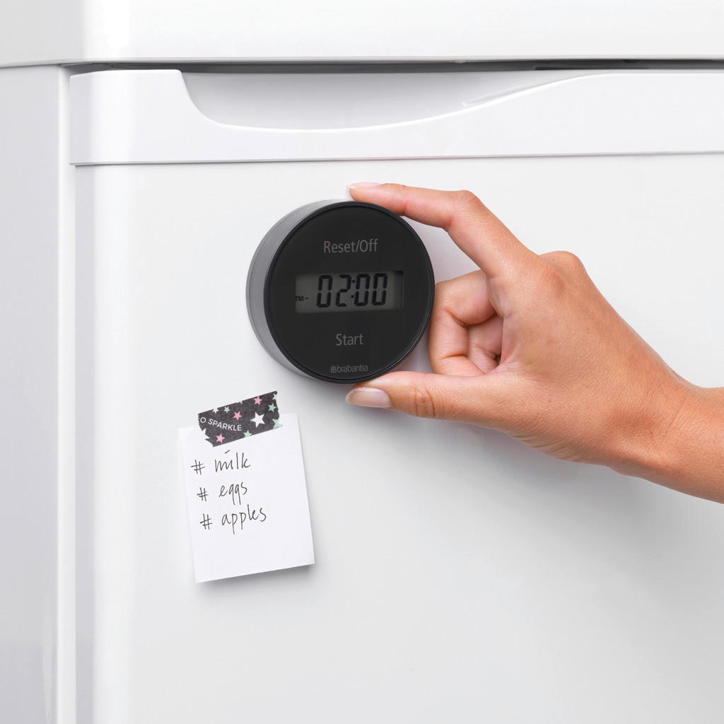 KUCHYNSKÝ ČASOVAČ MAGNETICKÝ - tmavosivá, Basics, plast (7.5/2.5/7.5cm) - Brabantia