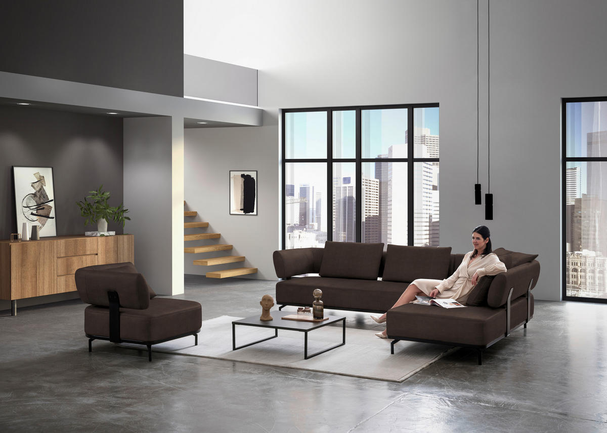 SESSEL in Echtleder Dunkelbraun  - Dunkelbraun/Schwarz, Design, Leder/Metall (98/85/98cm) - Dieter Knoll