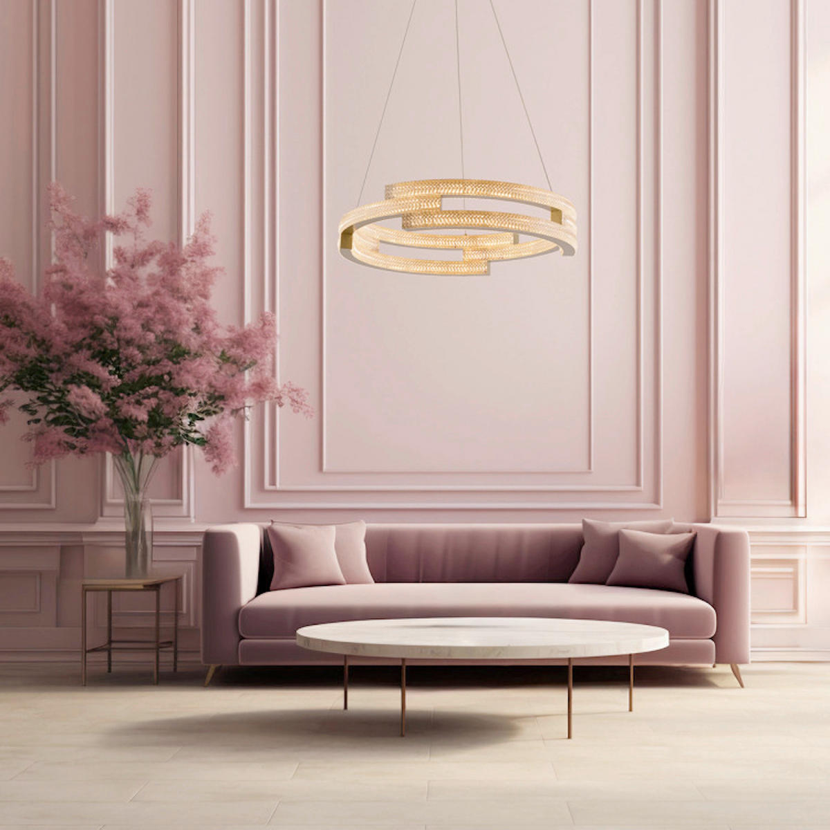 HÄNGELEUCHTE    - Goldfarben, Design, Metall (150/60/60cm)