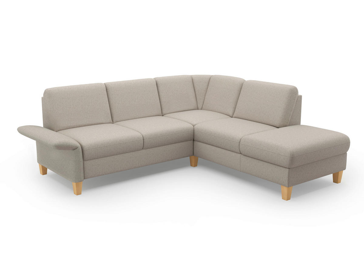 ECKSOFA ROCHELLE E Taupe Flachgewebe  - Taupe/Eichefarben, KONVENTIONELL, Holz/Textil (240/216cm) - Sit & More