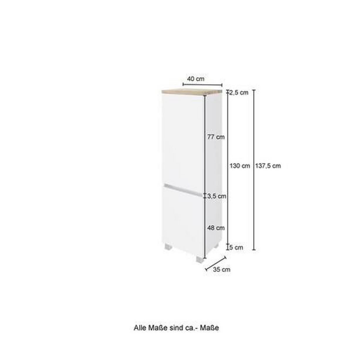 MIDISKÅP  - vit/silver, Basics, trämaterial/plast (40/130/35cm) - Held
