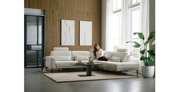 ECKSOFA Dieter Knoll Beige Chenille  - Beige/Schwarz, Design, Textil/Metall (303/254cm) - Dieter Knoll