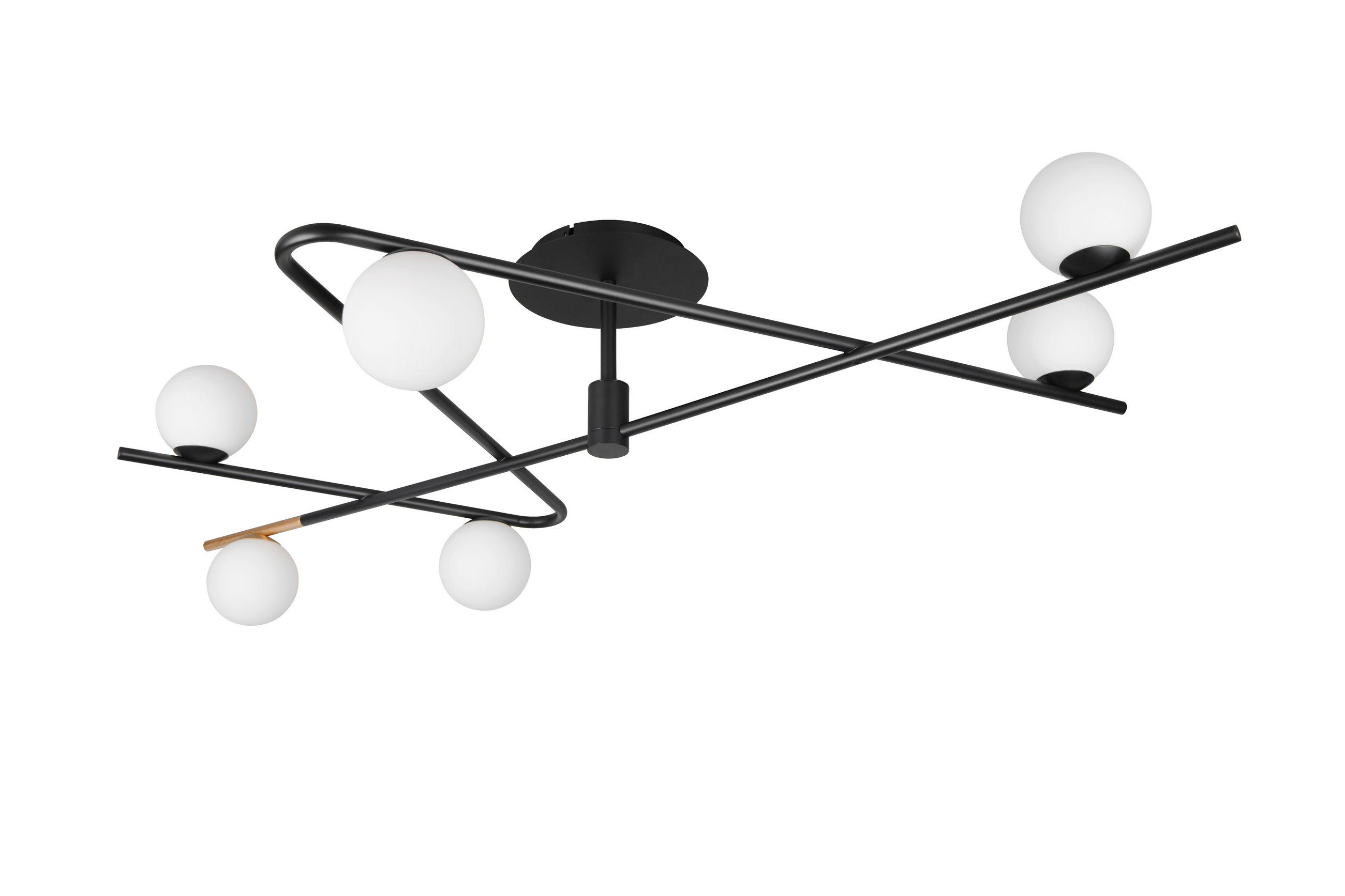 Trio Leuchten Deckenleuchte Flaming Schwarz, Weiß, Gold 28x73.5x120 cm