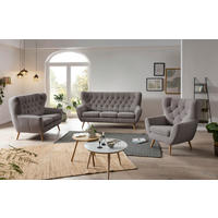 OHRENSESSEL Webstoff Taupe  - Taupe/Eichefarben, Design, Holz/Textil (88/104/92cm) - Stylife