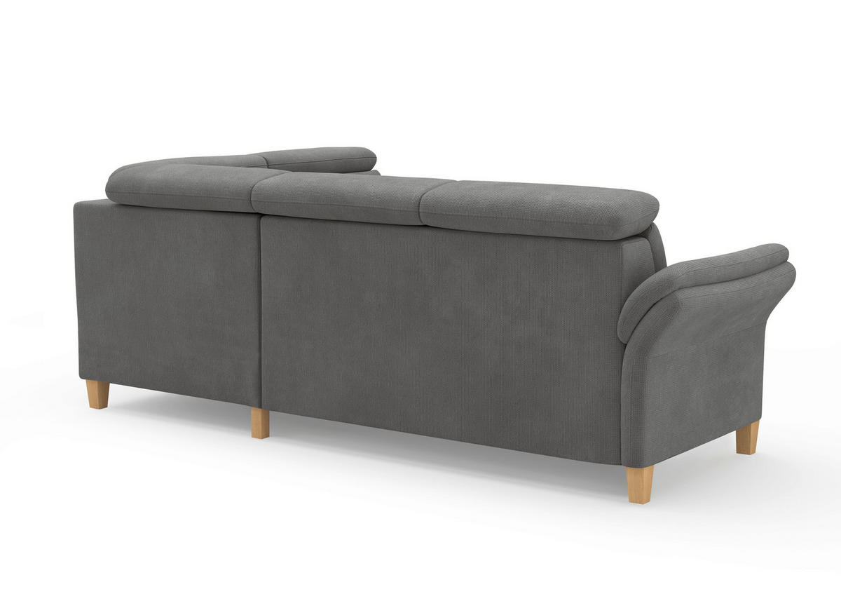 ECKSOFA GLENDALE E Grau Flachgewebe  - Eichefarben/Grau, KONVENTIONELL, Holz/Textil (247/193cm) - Sit & More