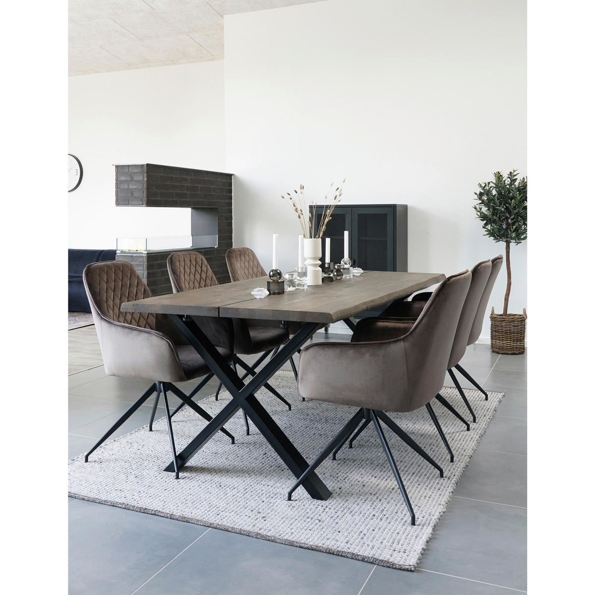 STOL MED ARMSTÖD sammet  - gråbrun/svart, Modern, metall/textil (56/89/62cm) - MID.YOU