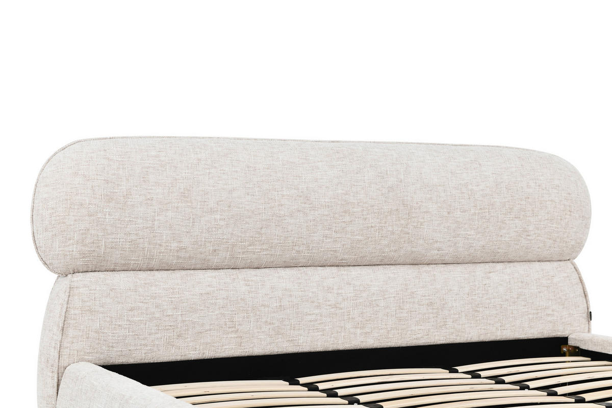 POLSTERBETT 180/200 cm, inkl. gepolstertes Kopfteil, Lattenrost,  in Beige  - Eichefarben/Beige, Design, Holz/Textil (180/200cm) - Boxxx