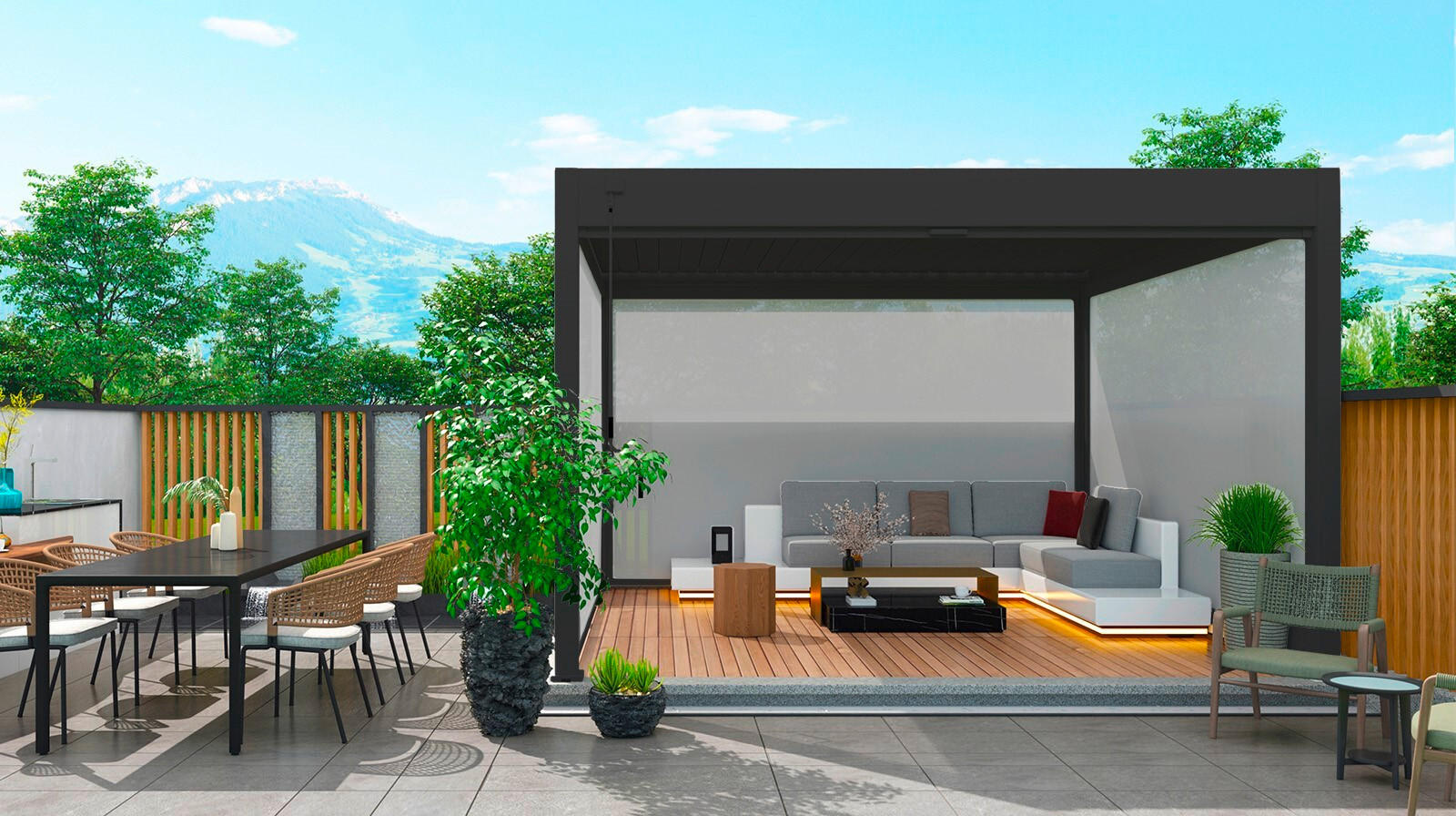 PERGOLA-ROLLO 300/235/10 cm  - Anthrazit, Basics, Textil/Metall (300/235/10cm) - Gardenson