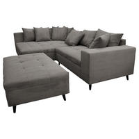 KUTNA GARNITURA tekstil  siva   - siva/crna, Design, tekstil/drvo (174/247cm) - MID.YOU