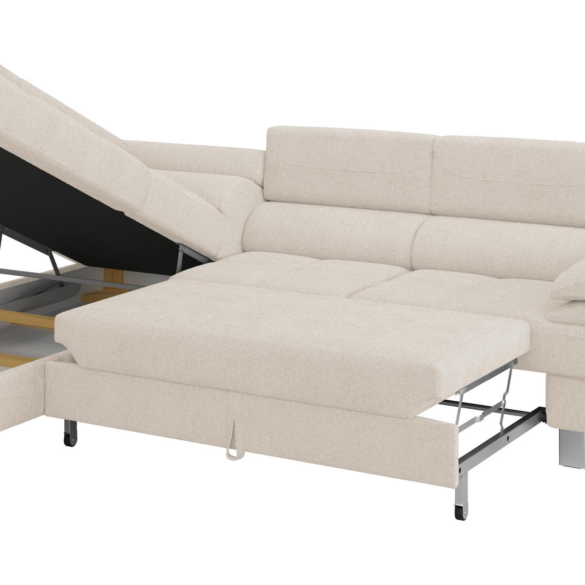 ECKSOFA in Drell Perlmutt  - Perlmutt, Modern, Textil/Metall (230/270cm) - MID.YOU