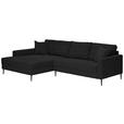 ECKSOFA in Cord Schwarz  173/276 cm  - Schwarz, KONVENTIONELL, Textil/Metall (173/276cm) - Carryhome