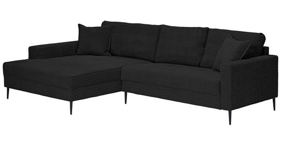 ECKSOFA in Cord Schwarz  173/276 cm  - Schwarz, KONVENTIONELL, Textil/Metall (173/276cm) - Carryhome