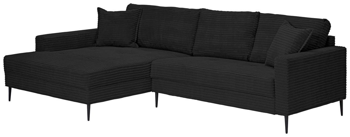 ECKSOFA in Cord Schwarz  173/276 cm  - Schwarz, KONVENTIONELL, Textil/Metall (173/276cm) - Carryhome
