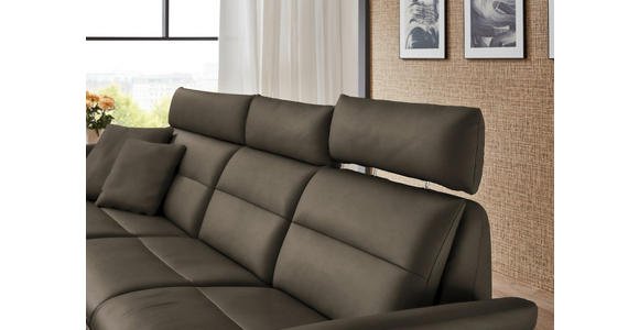 ECKSOFA in Echtleder Graubraun 169/298 cm - Graubraun/Schwarz, Design, Leder/Metall (169/298cm) - Dieter Knoll