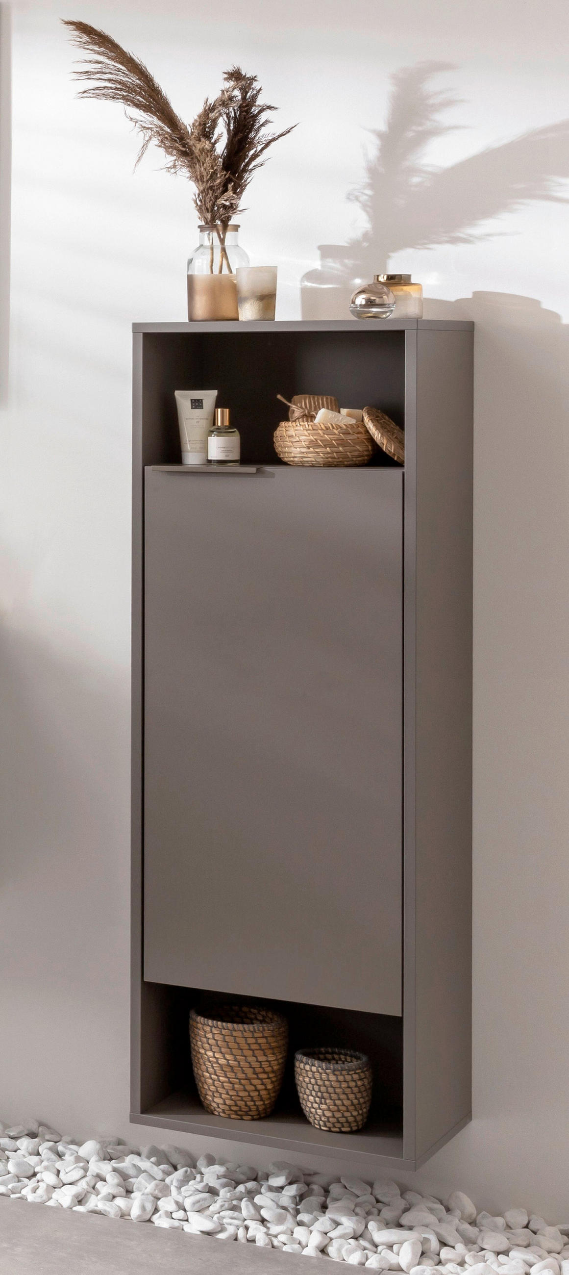 MIDISCHRANK 40,2/125,7/32 cm  - Grau, Basics, Holzwerkstoff/Metall (40,2/125,7/32cm) - MID.YOU