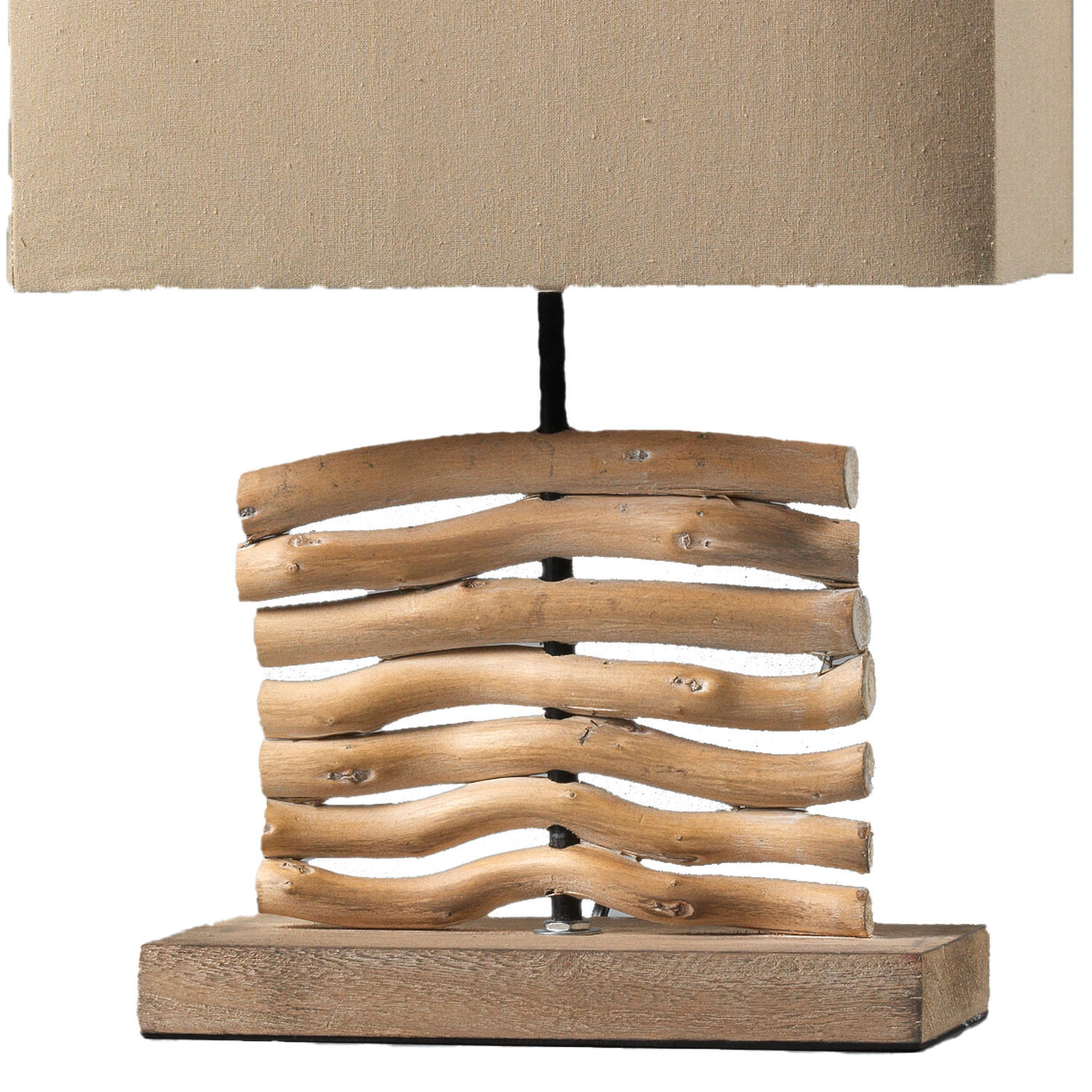 Thumbnail - Xxxl Nachttischleuchte, Hellbraun, Holz, Metall, Textil, 12x38x24 cm, Lampen & Leuchten, Leuchtenserien