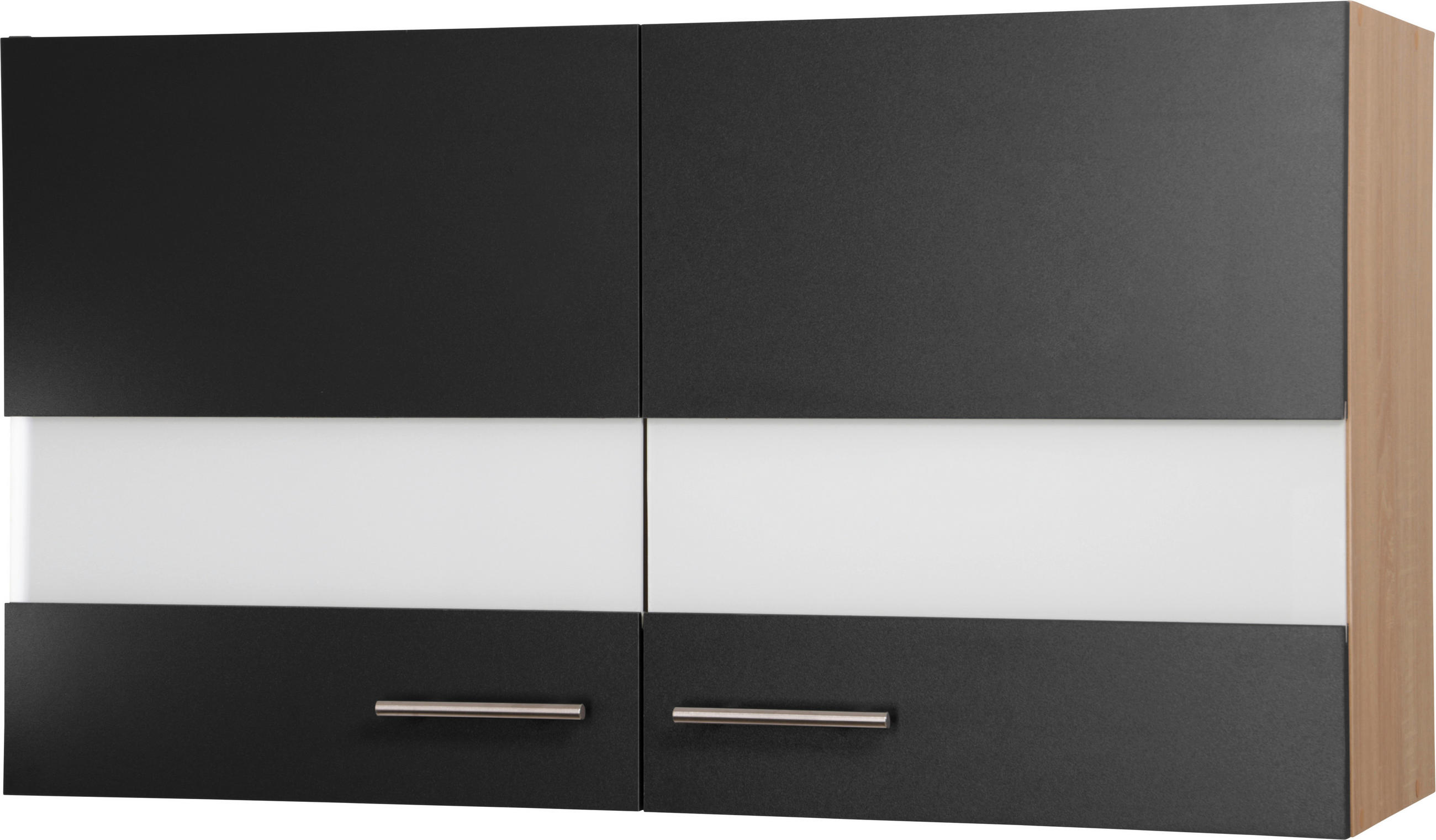 KÜCHENOBERSCHRANK 100/56,1/34,6 cm  in Schwarz, Eichefarben  - Eichefarben/Silberfarben, Basics, Glas/Holzwerkstoff (100/56,1/34,6cm) - Respekta