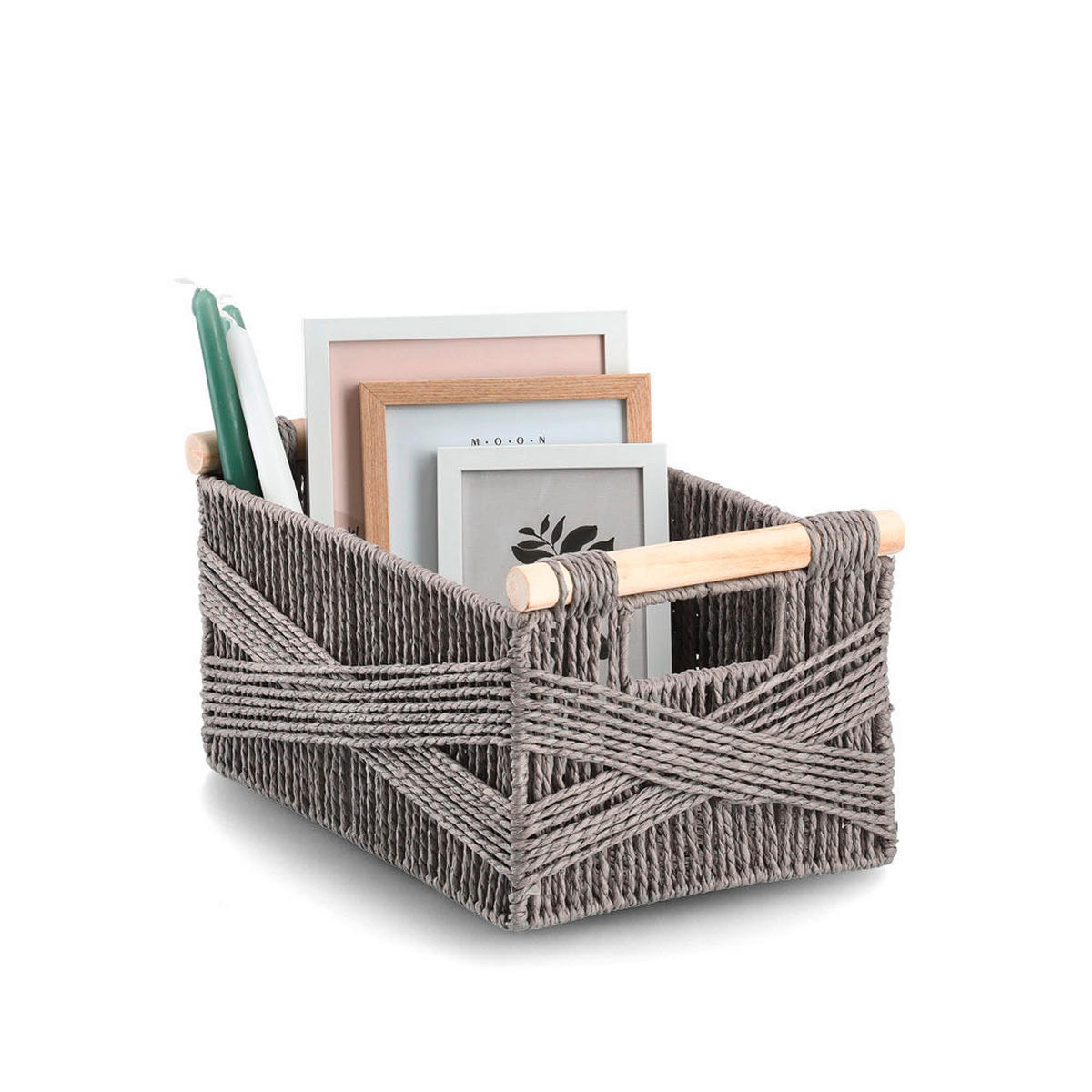 AUFBEWAHRUNGSKÖRBCHEN  - Grau, Basics, Holz/Papier (34/22/18cm) - Zeller Present