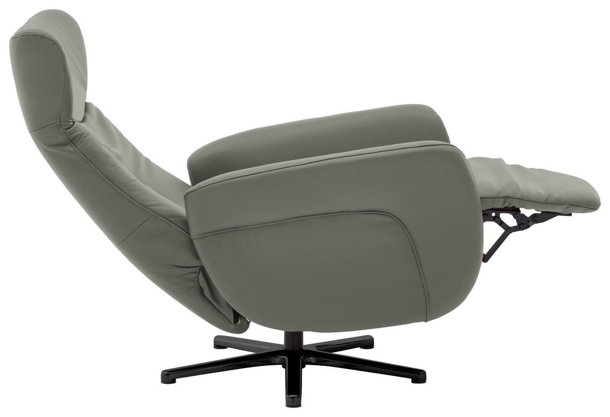 RELAXSESSEL in Leder Grau  - Schwarz/Grau, Design, Leder/Metall (76/112/83cm) - Beldomo Speed
