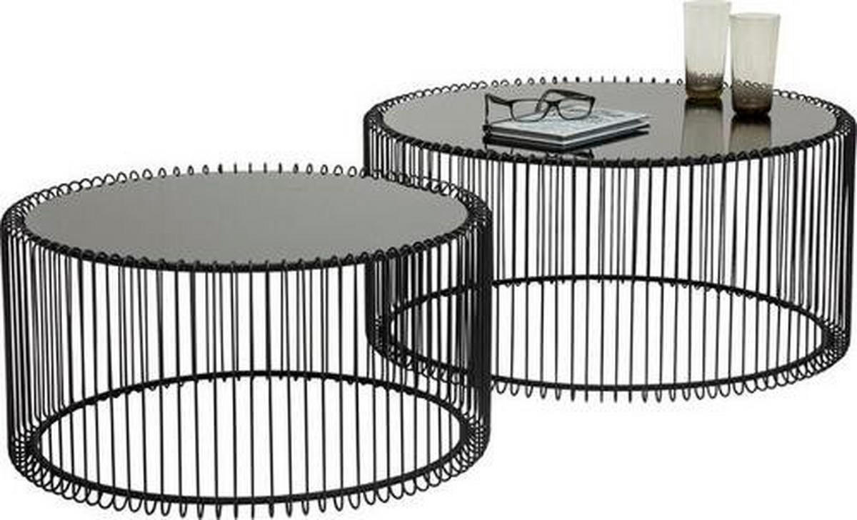 BEISTELLTISCHSET in Metall, Glas 60-69,5/60-69,5/30,5-33,5 cm  - Schwarz, LIFESTYLE, Glas/Metall (60-69,5/60-69,5/30,5-33,5cm) - Ambia Home
