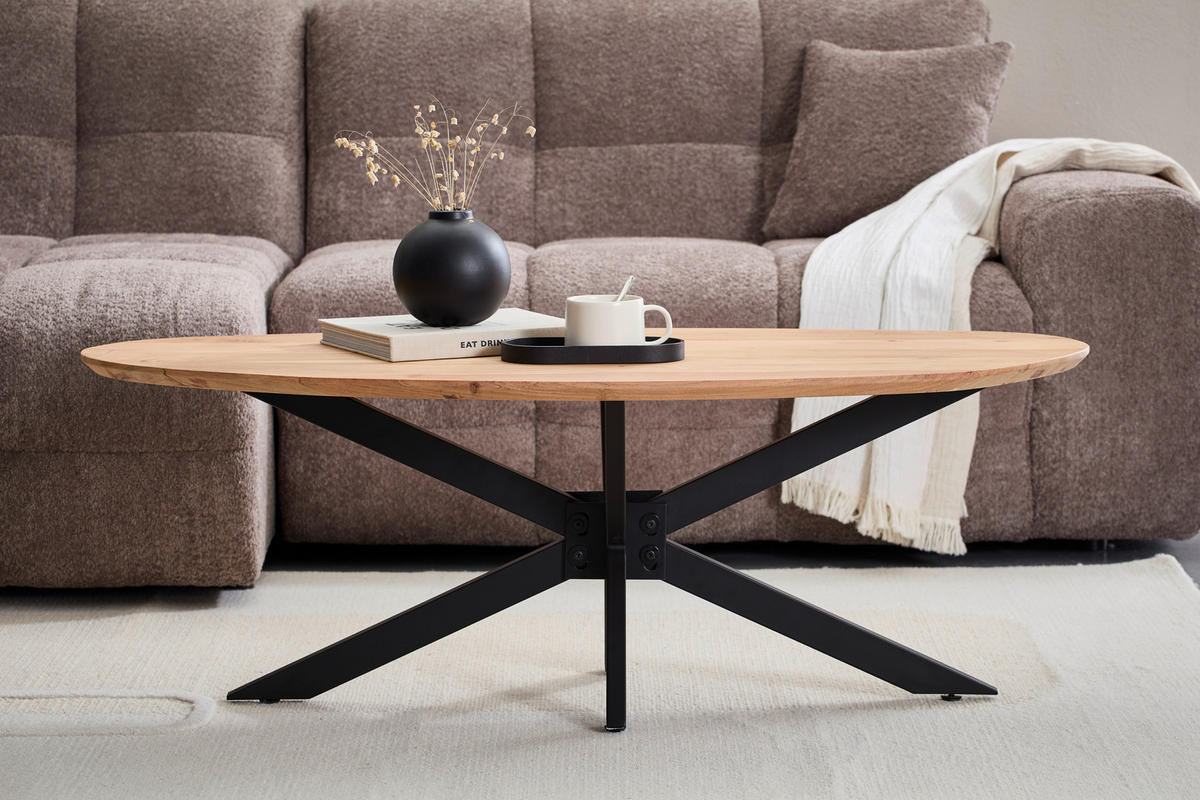 COUCHTISCH Akazie Hartholz 130/60/45 cm organisch Schwarz, Akaziefarben  - Schwarz/Akaziefarben, Design, Holz/Metall (130/60/45cm) - Livetastic