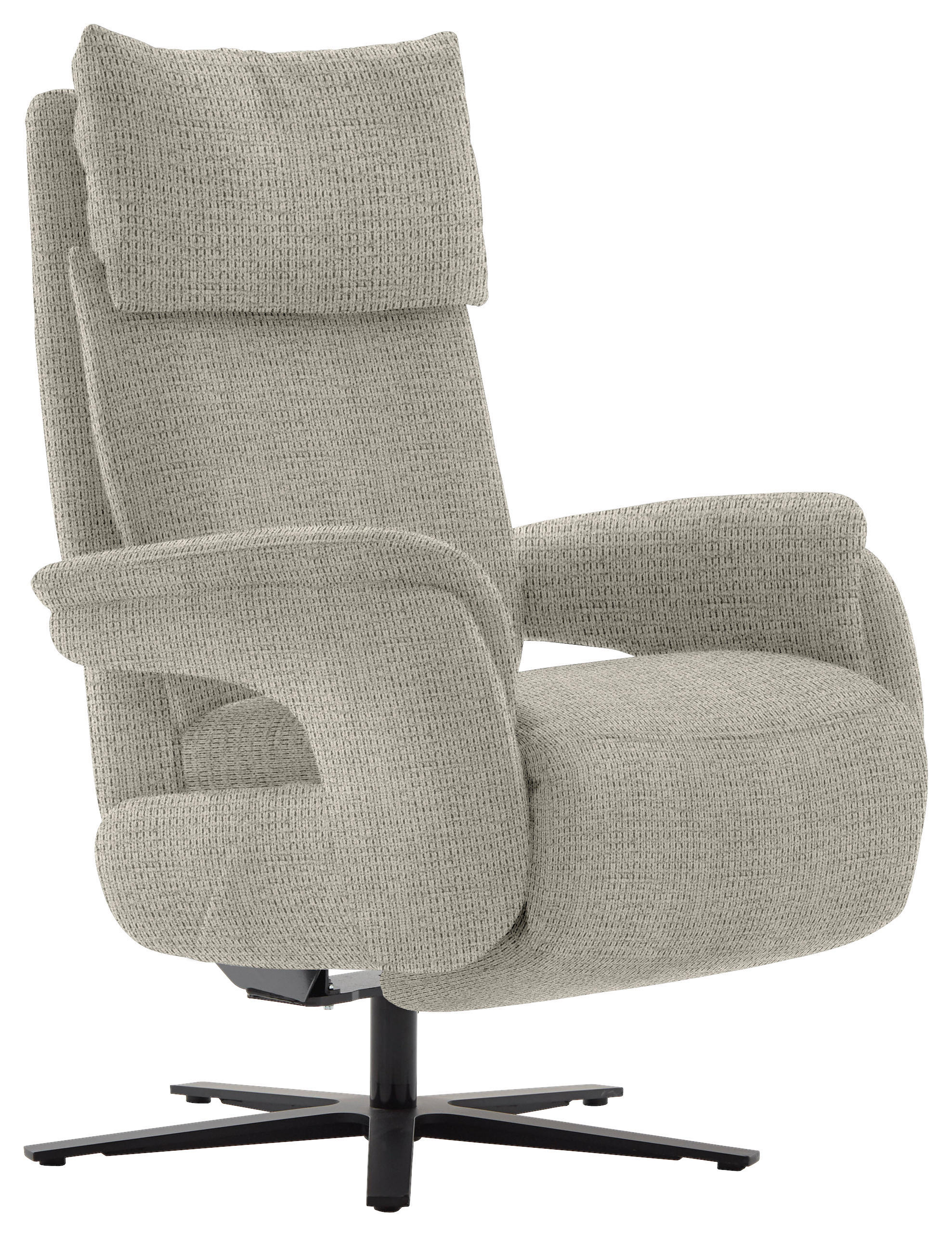 RECLINERFÅTÖLJ i struktur taupe  - svart/taupe, Modern, metall/textil (73/113-117/85cm) - Livetastic