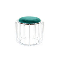 BEISTELLTISCH HOCKER 2 in 1 50/50/45 cm Silberfarben, Dunkelgrün rund  - Dunkelgrün/Silberfarben, Basics, Glas/Holzwerkstoff (50/50/45cm) - Kayoom