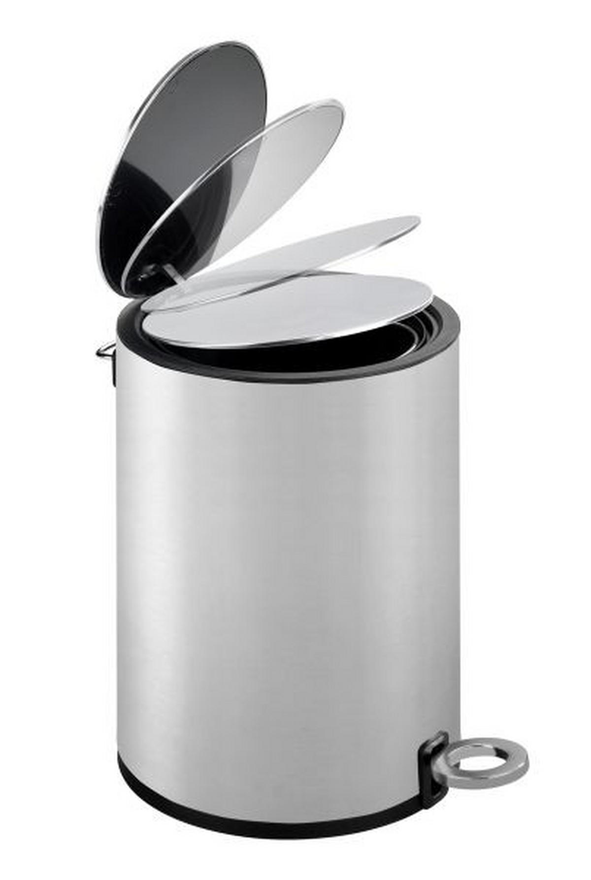 TRETEIMER Monza 3 L  - Silberfarben/Schwarz, Basics, Kunststoff/Metall (18,5/25,5cm) - Wenko