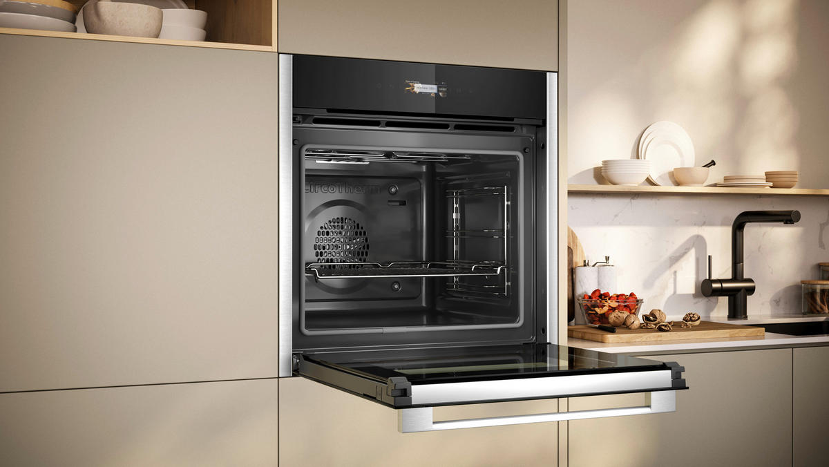 EINBAUBACKOFEN B24CR71N0  - Edelstahlfarben/Schwarz, Basics, Metall (59,5/59,6/54,8cm) - Neff
