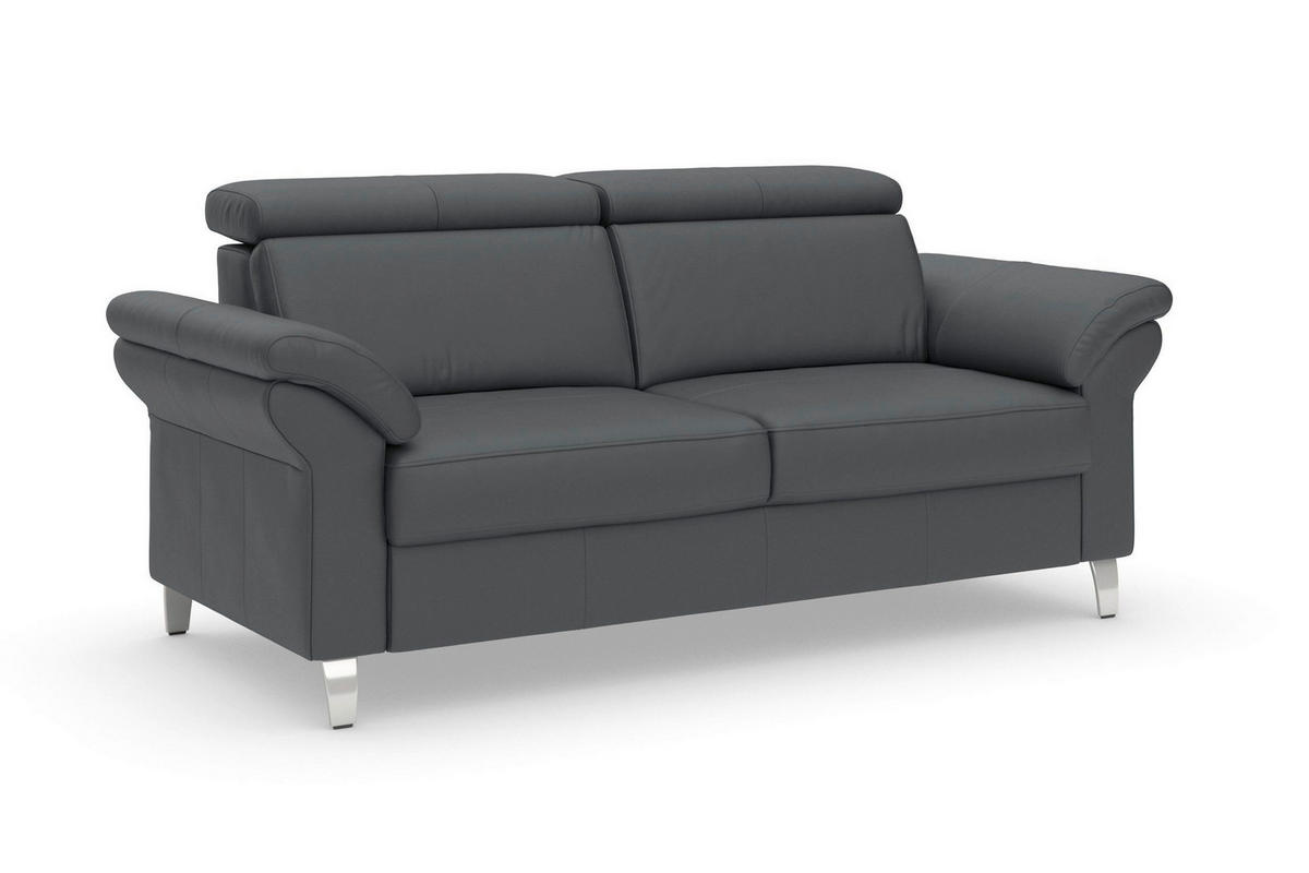 3-SITZER-SOFA ARNGAST E Echtleder Schwarz  - Chromfarben/Schwarz, Basics, Leder/Metall (186/84/93cm) - Sit & More