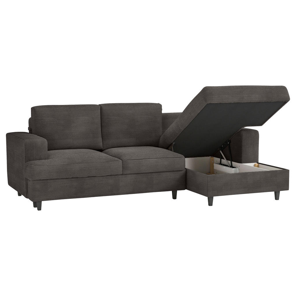 Thumbnail - Mid.you Ecksofa, Taupe, Textil, Buche, 3-4-Sitzer, Füllung: Schaumstoff, Ottomane rechts, L-Form, 247x140 cm, Liegefunkt...