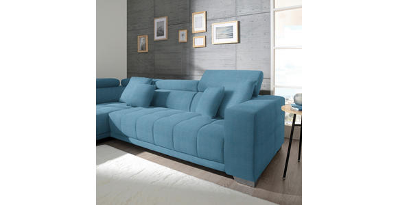 ECKSOFA  in Mikrofaser Pastellblau  207/301 cm  - Chromfarben/Pastellblau, Design, Textil/Metall (207/301cm) - Xora