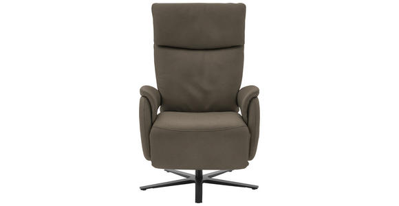 RELAXSESSEL in Leder Graubraun - Graubraun/Schwarz, Design, Leder/Metall (70/117/85cm) - Dieter Knoll