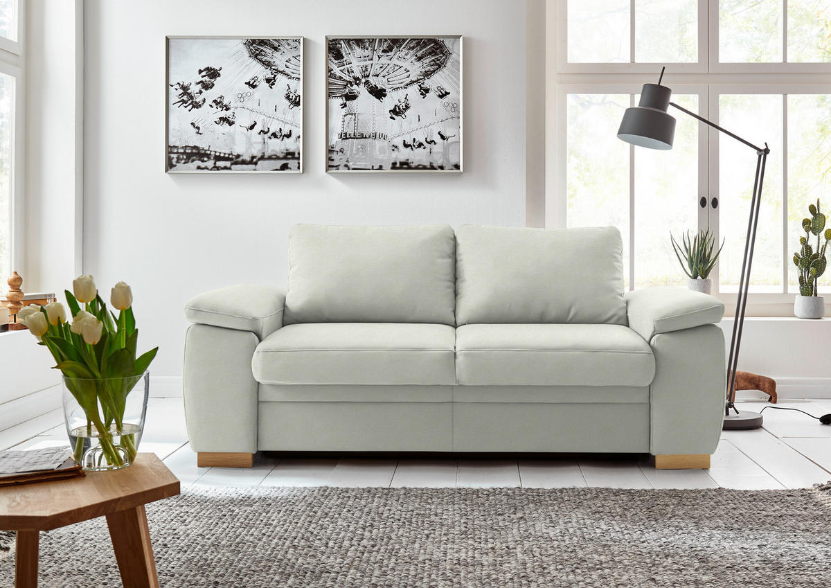 SCHLAFSOFA Chenille Weiß  - Eiche Bianco/Weiß, KONVENTIONELL, Holz/Textil (196/90/100cm) - Beldomo Style