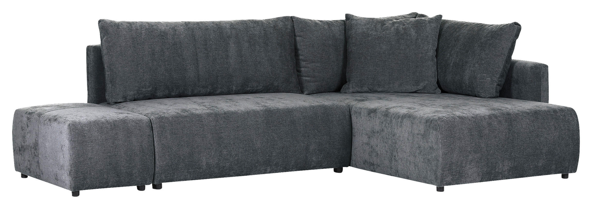 ECKSOFA Dunkelgrau Flachgewebe  - Dunkelgrau/Schwarz, KONVENTIONELL, Kunststoff/Textil (295/200cm) - Carryhome
